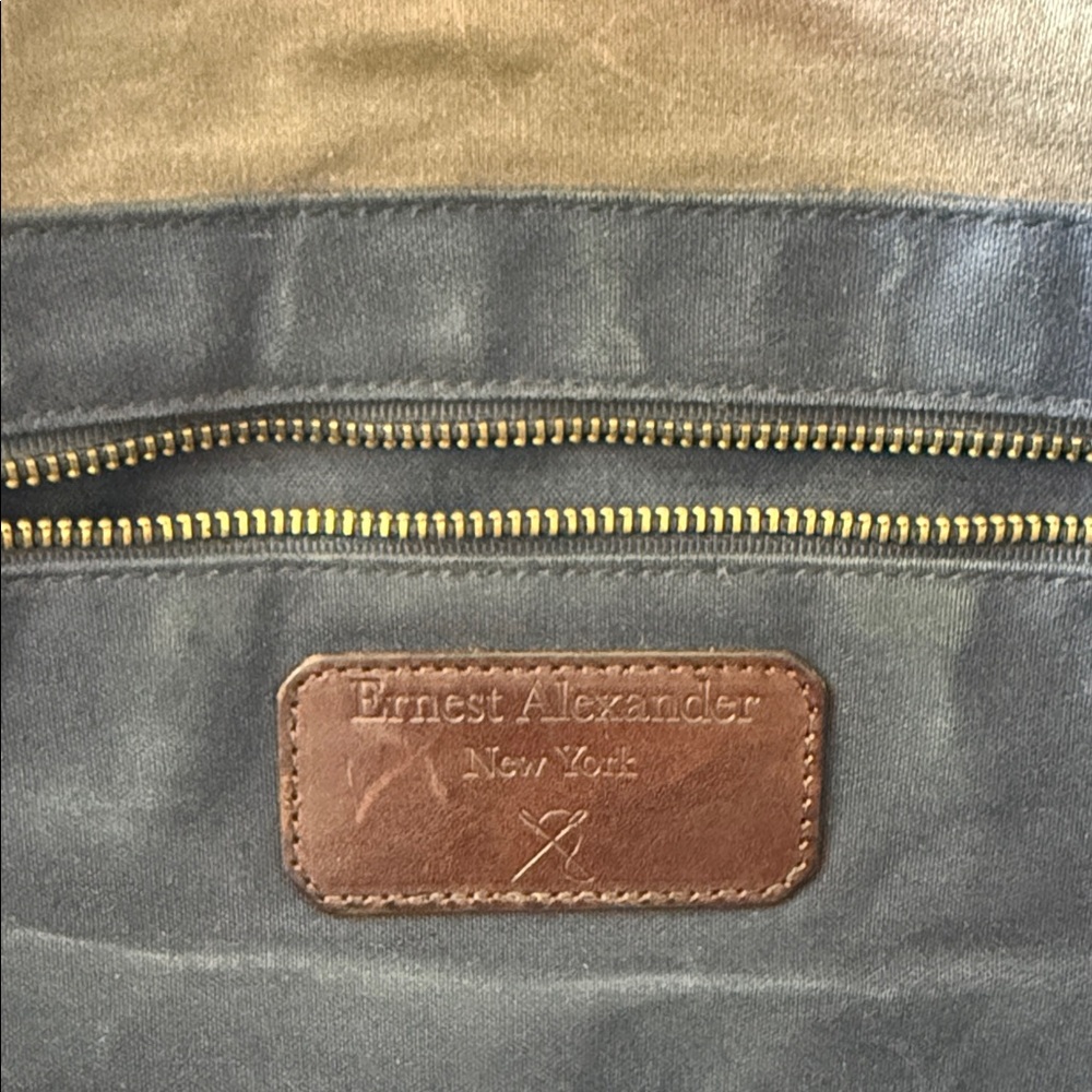 Ernest Alexander Men's Grey/ Brown Canvas Work Bag with Leather Handles - Picture 2 of 6